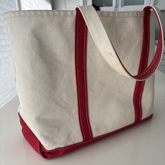 L.L. Bean Boat and Tote Canvas Bag Red Stiff Large Made In USA 16x13 - Picture 1 of 12
